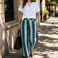 Pantalon large à rayures décontracté pour femme