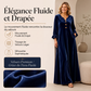 Robe longue élégante pour femme en velours à manches volantées
