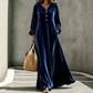 Robe longue élégante pour femme en velours à manches volantées