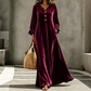 Robe longue élégante pour femme en velours à manches volantées
