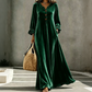 Robe longue élégante pour femme en velours à manches volantées