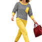 Ensemble deux pièces pour femme : haut à manches longues rayé et pantalon
