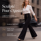 Pantalon femme taille haute double boutonnage