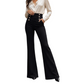 Pantalon femme taille haute double boutonnage