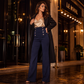 Pantalon femme taille haute double boutonnage