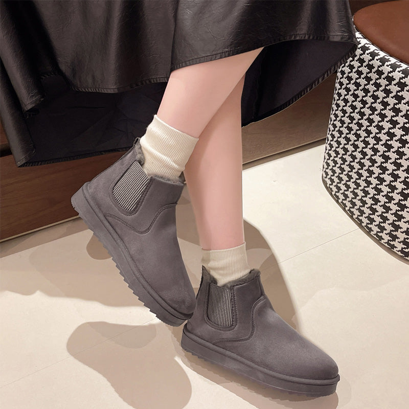 Bottes de Cheville de Neige Chaudes à Semelle Épaisse pour Femmes