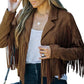 Veste décontractée à manches longues et à franges pour femme