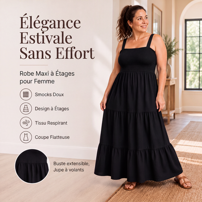 Robe froncée à bretelles spaghetti pour femme, robe à volants étagés