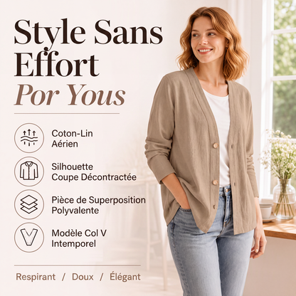 Cardigan décontracté respirant à col V pour femme