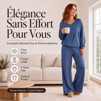 Ensemble sweat-shirt et pantalon à épaules dénudées pour femme