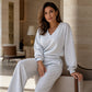 Ensemble sweat-shirt et pantalon à épaules dénudées pour femme