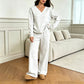 Ensemble sweat-shirt et pantalon à épaules dénudées pour femme