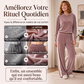Ensemble sweat à capuche en velours et pantalon rayé pour femme