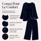 Ensemble pour femme : haut en velours à col V et pantalon large