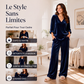 Ensemble pour femme : haut en velours à col V et pantalon large