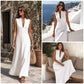 Robe longue sans manches à col en V profond pour femme