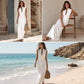 Robe longue sans manches à col en V profond pour femme