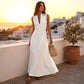 Robe longue sans manches à col en V profond pour femme