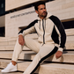 Ensemble sweat à capuche zippé à blocs de couleurs et pantalon de survêtement pour homme