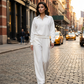 Ensemble pour femme : haut à manches longues et pantalon large