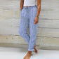 Pantalon ample en coton et lin pour femme