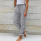 Pantalon ample en coton et lin pour femme
