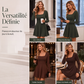 Robe mini pour femme à manches longues et col carré