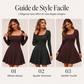 Robe mini pour femme à manches longues et col carré