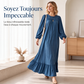 Robe longue à volants et manches longues pour femme