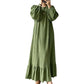 Robe longue à volants et manches longues pour femme