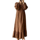 Robe longue à volants et manches longues pour femme