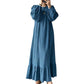 Robe longue à volants et manches longues pour femme