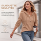 Pull à capuche décontracté en maille côtelée pour femme