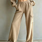 Pantalon à taille haute et cordon de serrage pour femme