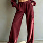 Pantalon à taille haute et cordon de serrage pour femme