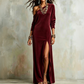 Robe femme à épaules dénudées et fente sur le côté