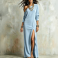 Robe femme à épaules dénudées et fente sur le côté
