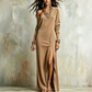 Robe femme à épaules dénudées et fente sur le côté