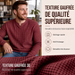 Chemise pour homme en maille gaufree, col V, coupe slim