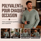 Chemise pour homme en maille gaufree, col V, coupe slim