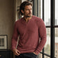 Chemise pour homme en maille gaufree, col V, coupe slim