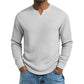 Chemise pour homme en maille gaufree, col V, coupe slim