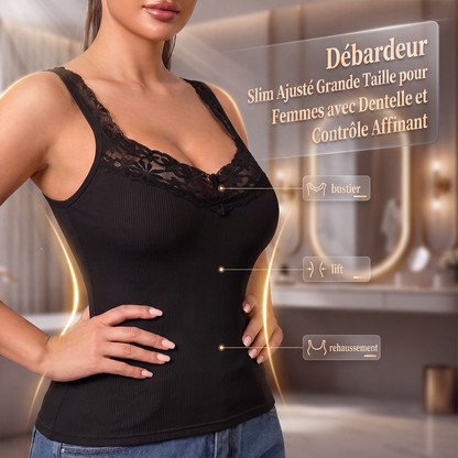 Débardeur ajusté en dentelle pour femmes grande taille