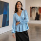Top élégant pour femme en velours à col V