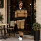 Ensemble de survêtement pour homme composé d'un sweat-shirt à demi-zip imprimé et d'un pantalon