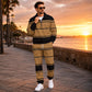 Ensemble de survêtement pour homme composé d'un sweat-shirt à demi-zip imprimé et d'un pantalon