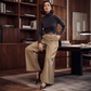 Pantalon décontracté à jambes larges pour femme