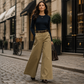 Pantalon décontracté à jambes larges pour femme