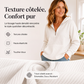Sweat à capuche décontracté pour femme en maille côtelée avec demi-zip