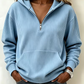 Sweat à capuche décontracté pour femme en maille côtelée avec demi-zip